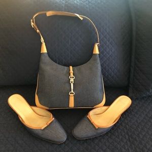 Vintage Coach Denim Purse with Leather Trim